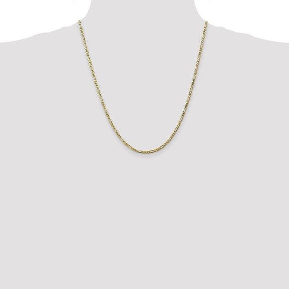2.75mm 10k Yellow Gold Flat Figaro Chain Necklace, 22 Inch - Picture 2 of 8